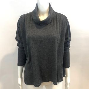 TOBI Gray Waffle Weave Split Back Turtleneck Small